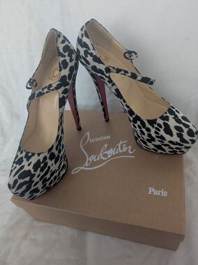 Christian Louboutin Black & White Leopard Platform Pumps